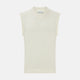 The Ecru Fine Merino V-Neck Vest by Turnbull & Asser is a sleeveless gentleman’s sweater with ribbed edges in cream knit, shown against a plain white background.