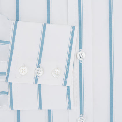 Turquoise Track Stripe Mayfair Shirt Image 3