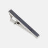 View 1 of product The Turnbull & Asser Navy Patterned Tie Bar, crafted in sterling silver with a geometric navy design, is shown on a plain white background.