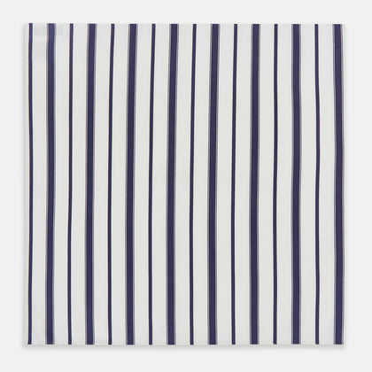 Navy Double Stripe Hand-Rolled Handkerchief Image 2