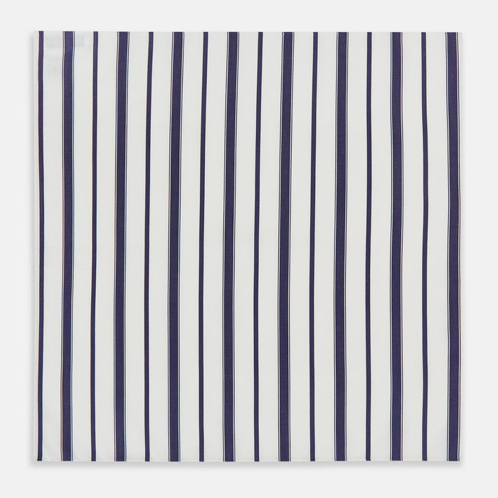 Navy Double Stripe Hand-Rolled Handkerchief Image 2
