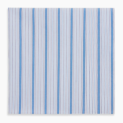 Hand Rolled Blue Multi Track Stripe Handkerchief Image 3