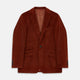 The Rust Cord Barrington Blazer by Turnbull & Asser is tailored in Italy with notch lapels, two front buttons, three pockets, and four-button cuffs, shown flat on a white background.