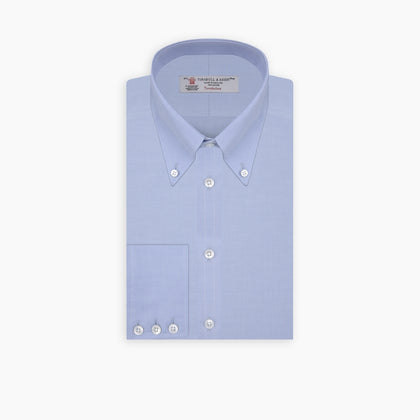 Light Blue Royal Oxford Cotton Shirt with Button-Down Collar and 3-Button Cuffs Image 6
