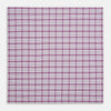 View 3 of product The Turnbull & Asser Hand Rolled Purple Graph Overlay Check Handkerchief is a white cotton accessory featuring intersecting purple and pink lines that create evenly spaced squares across the fabric.