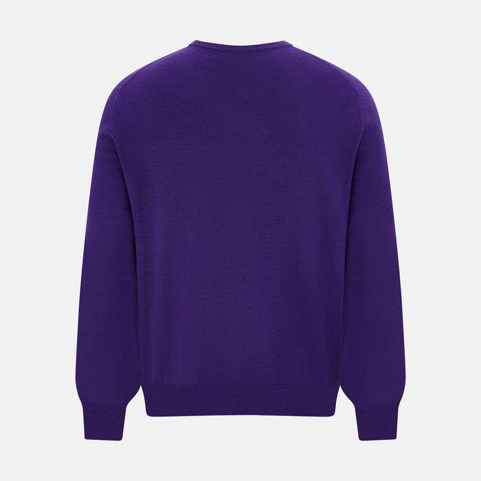 Purple Merino V-Neck Jumper Image 2