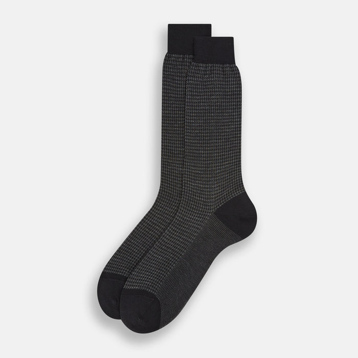 Charcoal Melange Houndstooth Mid-Length Socks Image 1