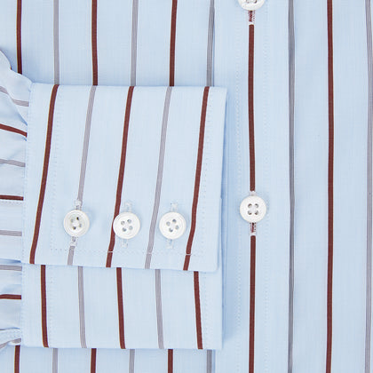 Burgundy Wide Pinstripe Mayfair Shirt Image 3