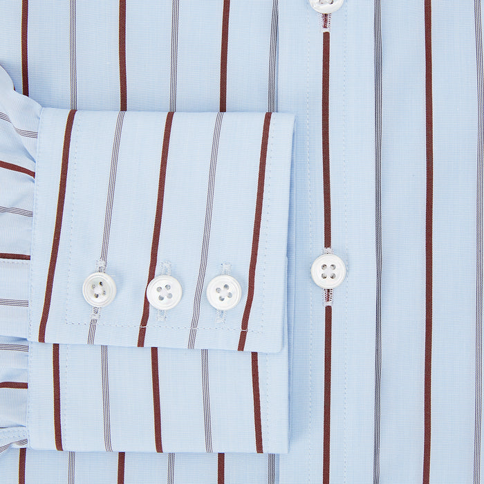 Burgundy Wide Pinstripe Mayfair Shirt Image 3