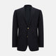 The Turnbull & Asser Long Navy Single Breasted Classic Blazer features British tailoring with two gold buttons, notched lapels, and three front pockets, shown on a plain white background.