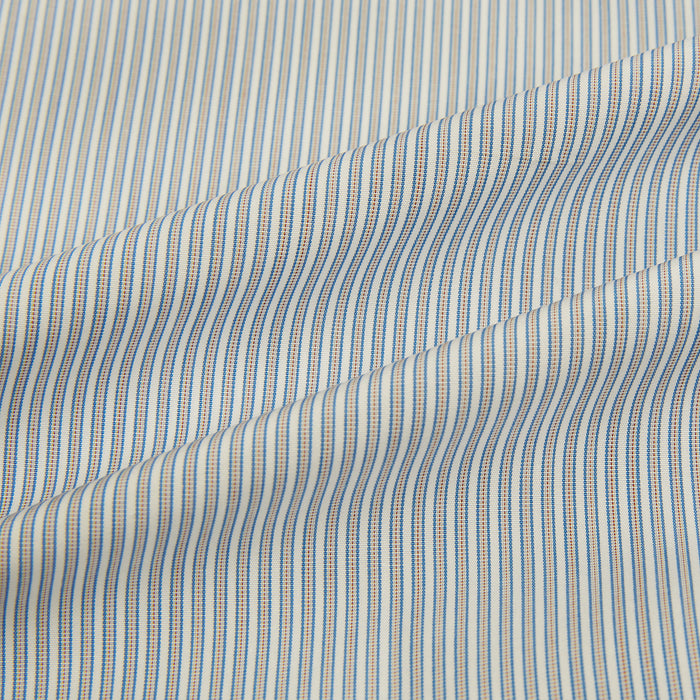 Blue and Brown Ticking Stripe Mayfair Shirt Image 5
