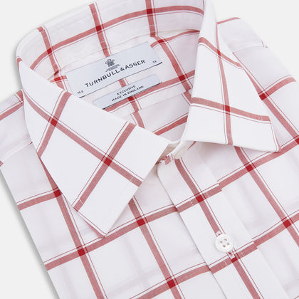 Dark Red Grid Check Mayfair Shirt Image 1