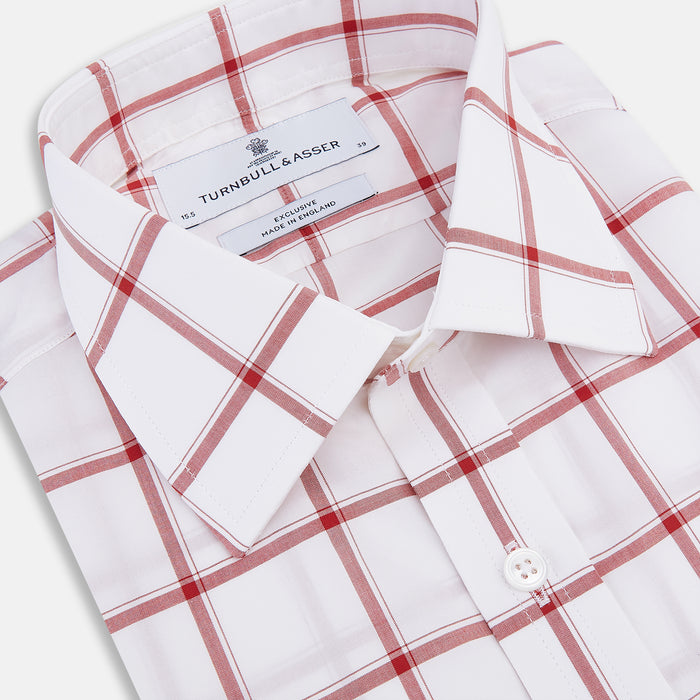 Dark Red Grid Check Mayfair Shirt Image 1