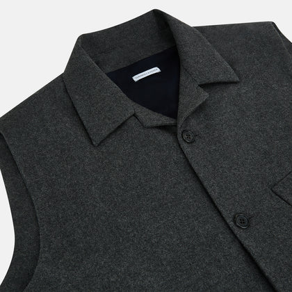 Graphite Melange Collared Single-breasted Waistcoat Image 1