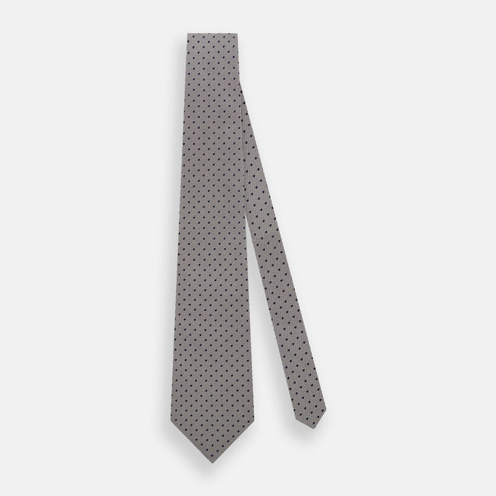 Navy and Lilac Micro Dot Silk Tie Image 1