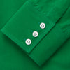 View 3 of product The Green Sandwashed Silk Regular Fit Mayfair Shirt by Turnbull & Asser, featuring long sleeves, a T&A collar, and white buttons, is displayed flat on a white background.