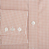 View 4 of product The Orange Micro Shadow Check Mayfair Shirt by Turnbull & Asser features a T&A collar, button-down front, and buttoned cuffs; crafted from Italian cotton in an orange and white check pattern, laid flat on a white background.