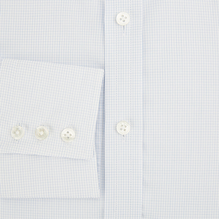 Blue and White Micro Check Mayfair Shirt Image 4