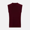 View 3 of product The Turnbull & Asser Burgundy Cashmere Round Neck Vest is a sleeveless jumper with a high crew neckline, shown against a plain white background.