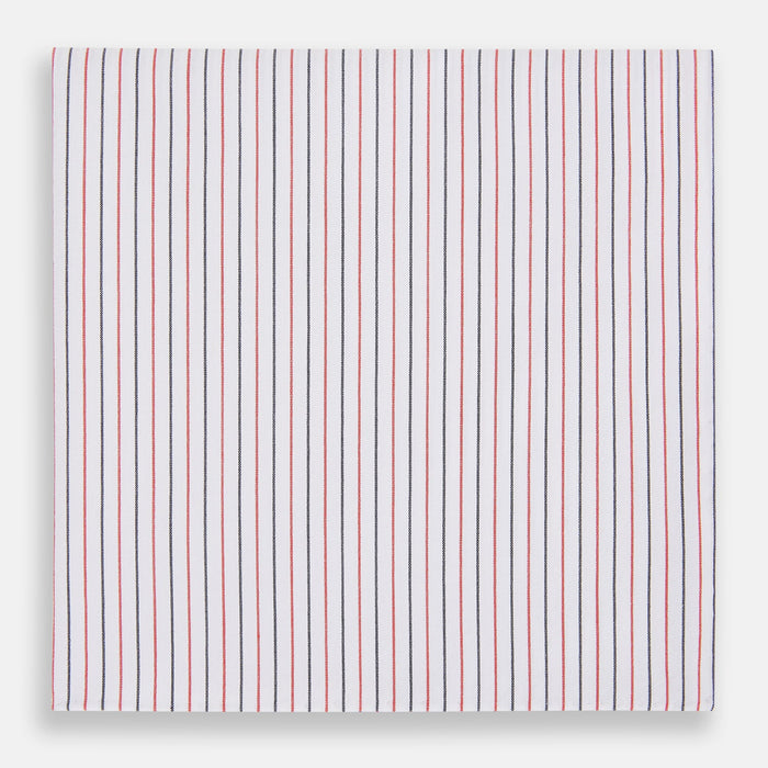 Hand Rolled Red and Navy Pinstripe Handkerchief