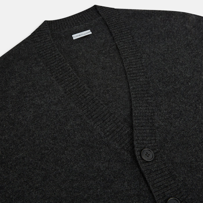 Dark Grey Melange Cashmere Cardigan Image 1