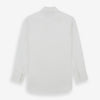 View 5 of product The Turnbull & Asser White Sea Island Quality Cotton Shirt features a T&A collar, double cuffs, and long sleeves, displayed against a white background.