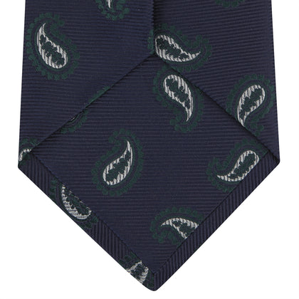 Navy and Forest Green Floating Paisley Silk Tie Image 4
