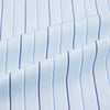 View 6 of product The Turnbull & Asser Navy and Blue Combination Stripe Mayfair Shirt, featuring thin vertical stripes and a classic collar, is displayed laid flat on a white background.