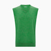 View 4 of product The Turnbull & Asser Fern Green V-neck Sleeveless Vest features a ribbed hem and is perfect for elegant ensembles, presented against a plain white background.