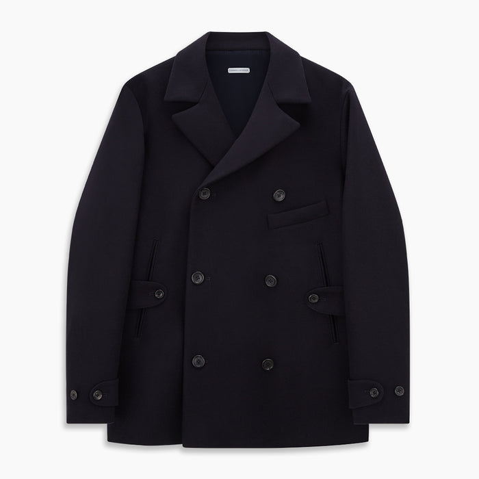 Navy Wellington Double-Breasted Caban Coat Image 4