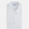 View 5 of product The White Linen Westminster Shirt by Turnbull & Asser features a classic Turnbull collar and button-down front, highlighting British craftsmanship against a plain white background.