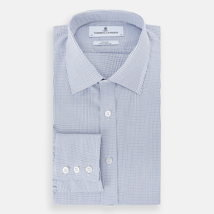 Blue Micro Graph Check Mayfair Shirt Image 4