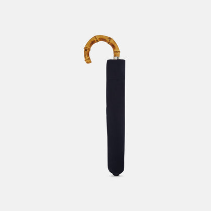 Navy Telescopic Umbrella with Whangee Crook Handle Image 1