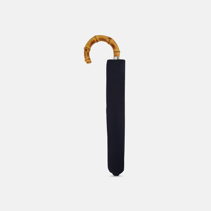 Navy Telescopic Umbrella with Whangee Crook Handle Image 1