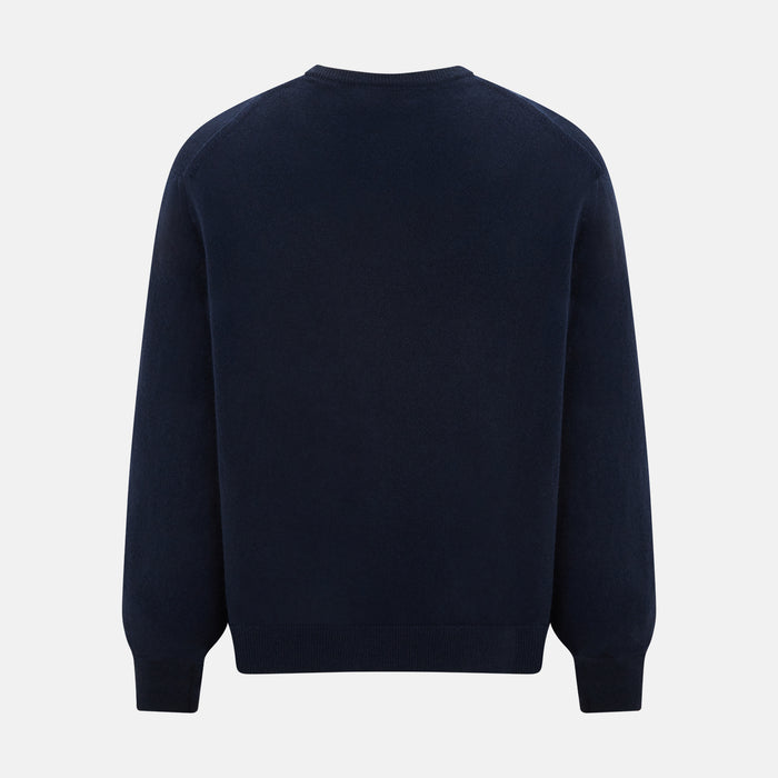 Navy Cashmere V-neck Jumper Image 2