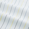 View 6 of product The Navy and Yellow Wide Pinstripe Mayfair Shirt by Turnbull & Asser is a long-sleeve, button-up shirt with wide navy and yellow pinstripes, a collar, and buttoned cuffs, laid flat on a white surface.
