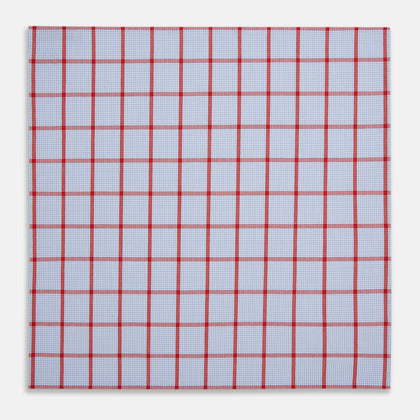 Hand Rolled Red Windowpane Check  Handkerchief Image 2