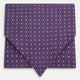 The Lilac and Purple Micro Dot Silk Cravat by Turnbull & Asser features evenly spaced white dots—offering an elegant, handmade accent to your formal ensemble or pocket square collection.