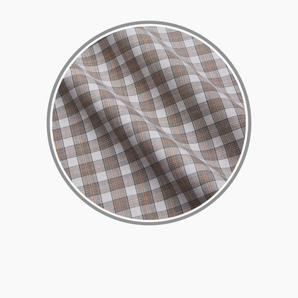 Grey and Peach Multi Check Cashmerello Fabric Image 2