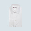 View 1 of product A neatly folded Turnbull & Asser White Oxford Shirt with T&A collar and double cuffs is displayed on a light blue background.
