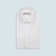 A neatly folded Turnbull & Asser White Oxford Shirt with T&A collar and double cuffs is displayed on a light blue background.