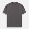 View 1 of product The Turnbull & Asser Shadow Grey Short-Sleeve T-shirt, featuring a classic crew neck and minimalist design with no visible logos, is laid flat on a white background—an ideal versatile staple for everyday wear.