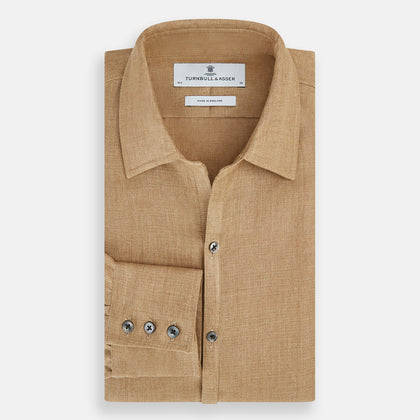 Camel Linen Windsor Shirt Image 4