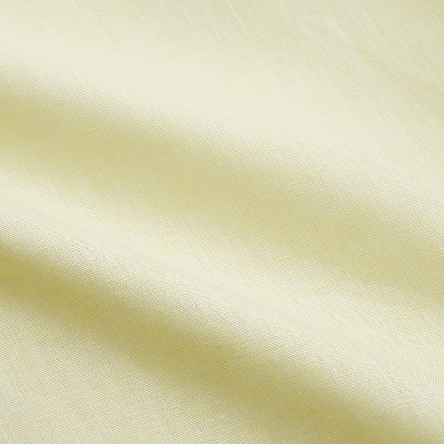 View 4 of product The Turnbull & Asser Yellow Linen Regular Fit Mayfair Shirt is a long-sleeve button-up with a collar and buttoned cuffs, shown laid flat on a white background.