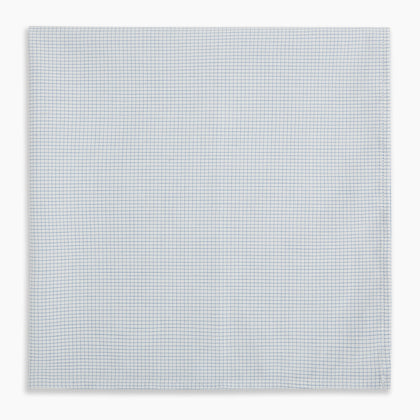 Hand Rolled Pale Blue Graph Check Handkerchief Image 3