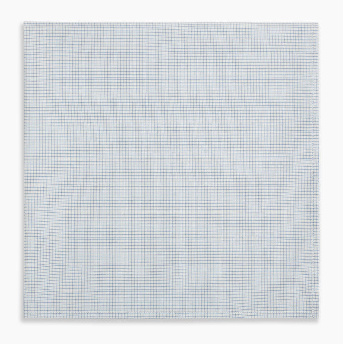 Hand Rolled Pale Blue Graph Check Handkerchief Image 3