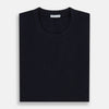 View 5 of product A navy short-sleeve pyjama shirt by Turnbull & Asser is laid flat on a white background, displaying the front view. Its soft fabric ensures comfort with no visible logos, designs, or patterns on the shirt.