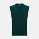 The Turnbull & Asser Moss Green Cashmere V-Neck Vest is a men's sleeveless knit sweater with a classic silhouette, shown against a plain white background.