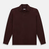 View 1 of product The Turnbull & Asser Burgundy Rugby Polo Shirt is a long-sleeve, pure cotton collared top with no visible buttons, shown laid flat on a white background.