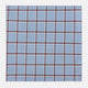 The Turnbull & Asser Blue and Burgundy Windowpane Check Hand-Rolled Handkerchief features a light blue fabric with white, red, and dark blue stripes forming a classic plaid grid.